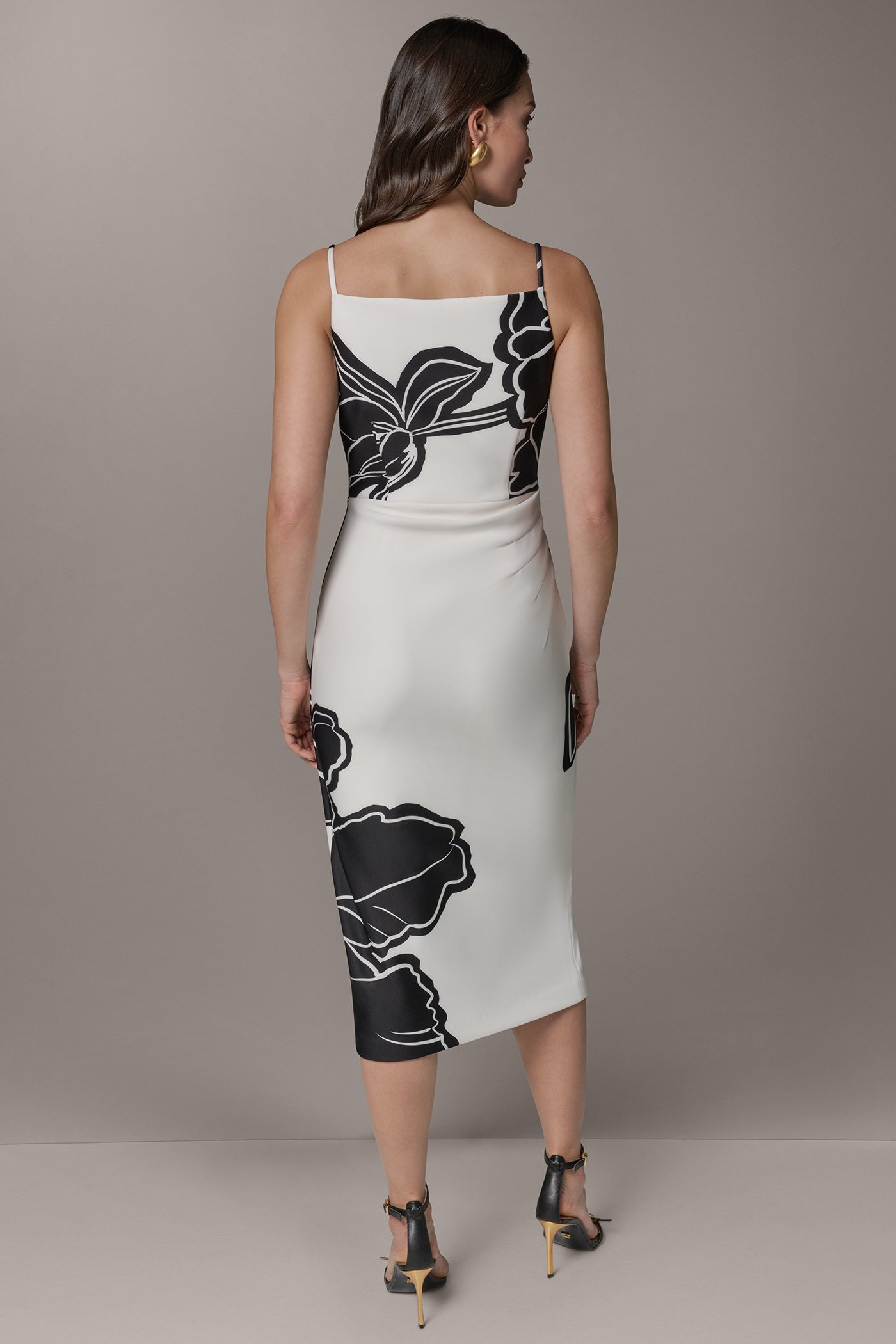 Donna Karan | SLEEVELESS TWO-TONE FLORAL MIDI SHEATH DRESS