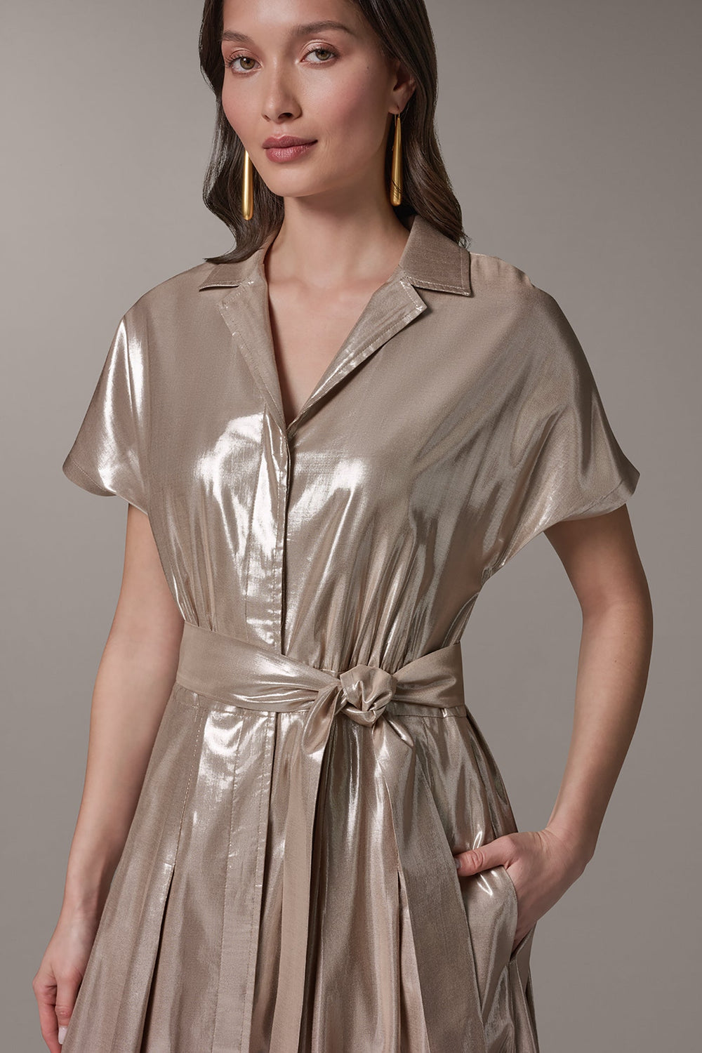 Donna Karan | SHORT SLEEVE MIDI SHIRT DRESS