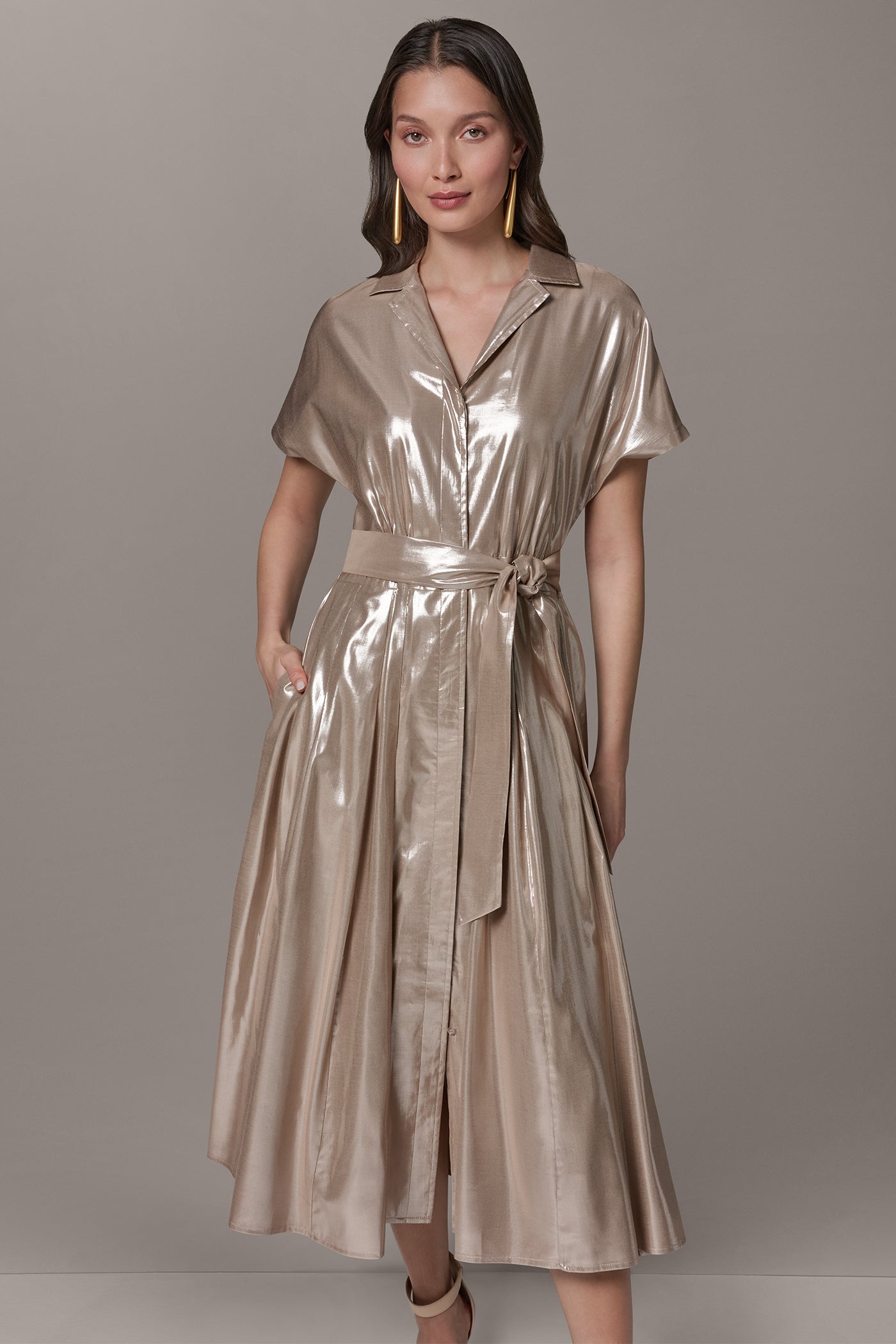 Donna Karan | SHORT SLEEVE MIDI SHIRT DRESS