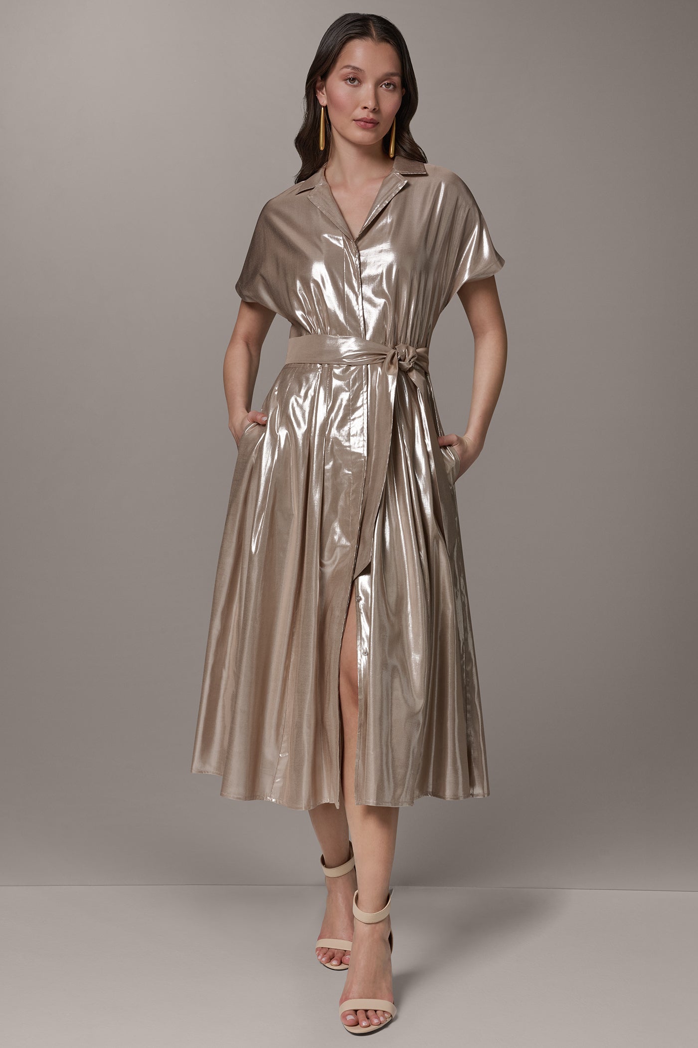 Donna Karan | SHORT SLEEVE MIDI SHIRT DRESS