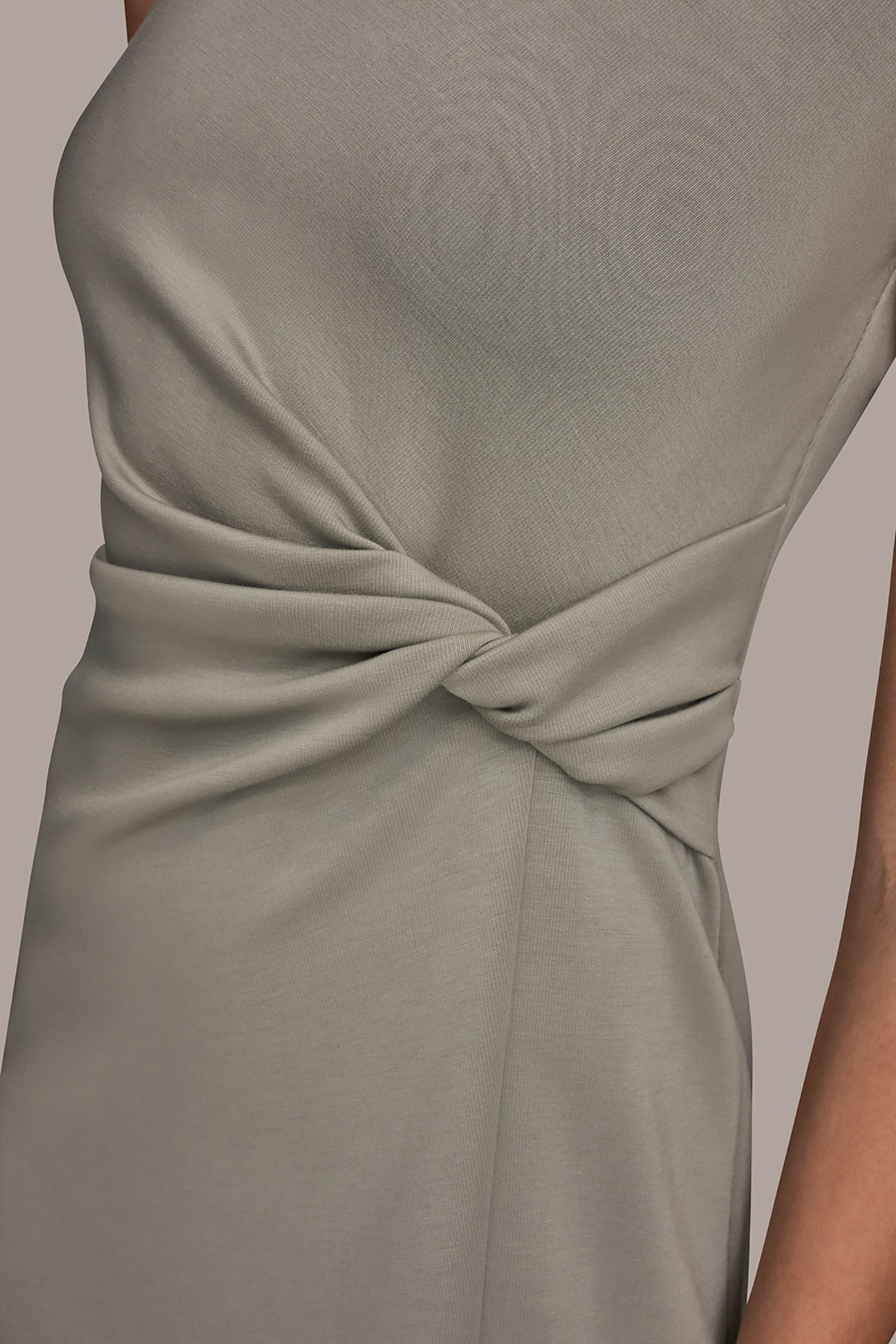 Donna Karan | SLEEVELESS CREW-NECK TWIST MIDI SHEATH DRESS