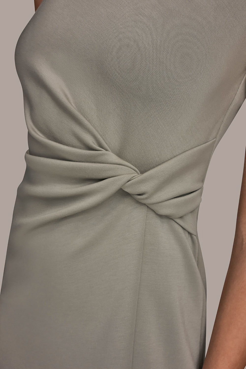 Donna Karan | SLEEVELESS CREW-NECK TWIST MIDI SHEATH DRESS