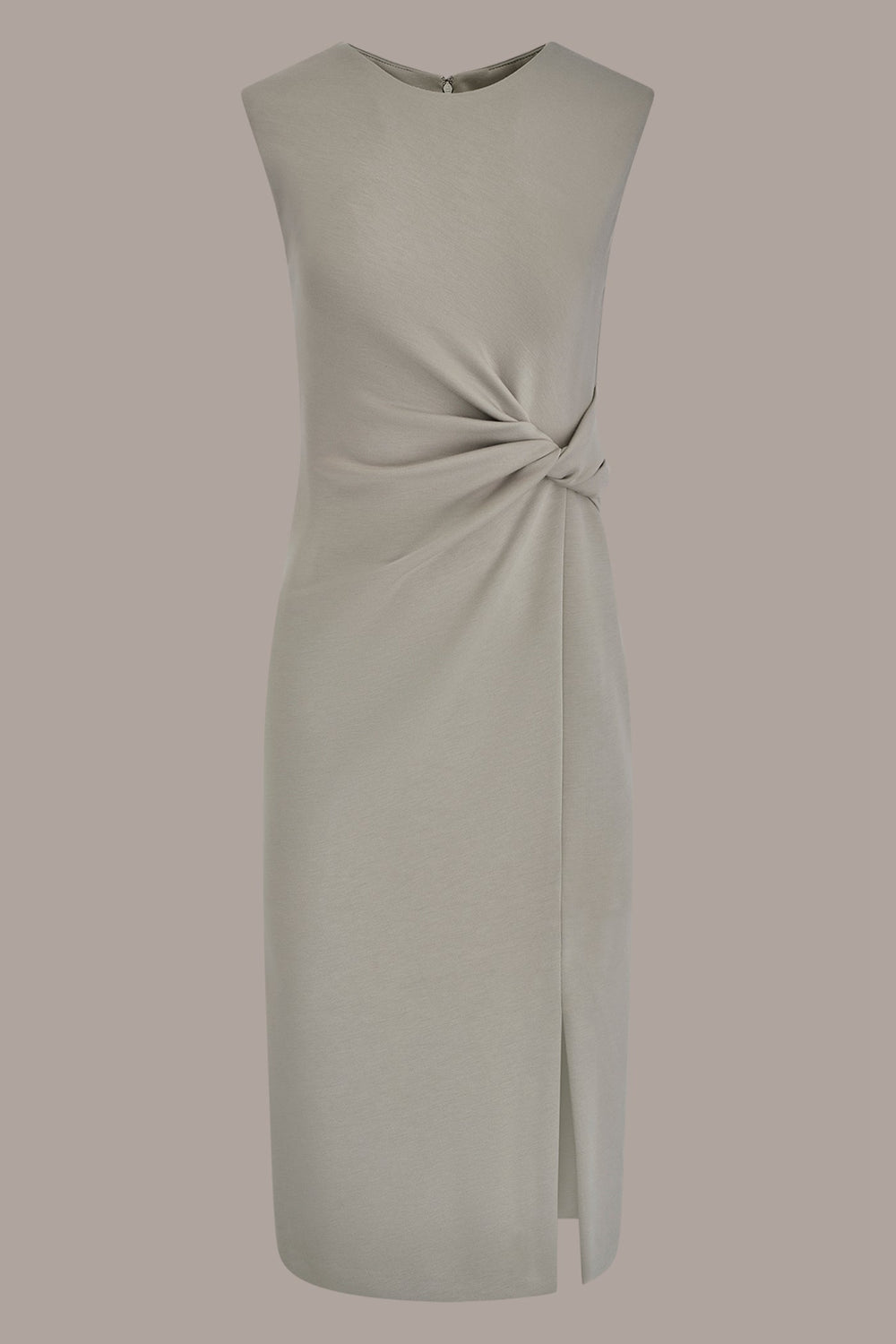 Donna Karan | SLEEVELESS CREW-NECK TWIST MIDI SHEATH DRESS