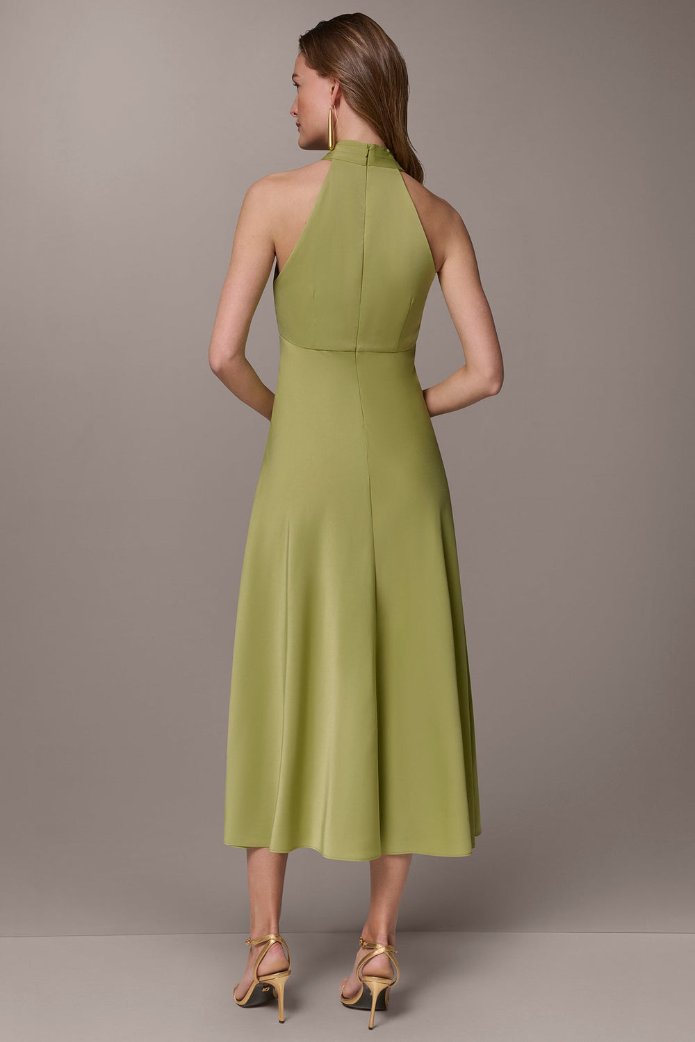 Donna Karan | SATIN MIDI A-LINE HALTER DRESS