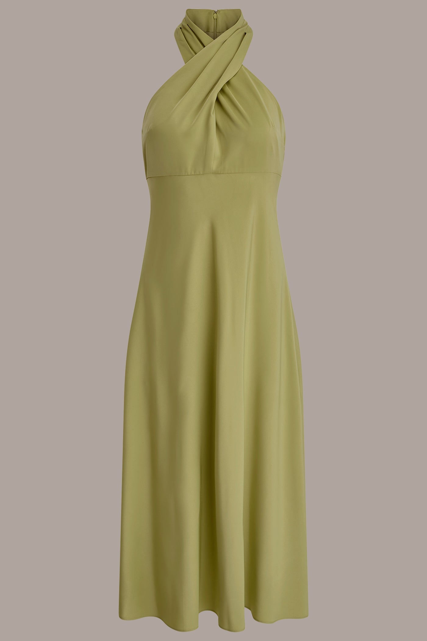 Donna Karan | SATIN MIDI A-LINE HALTER DRESS