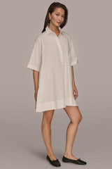Donna Karan | ELBOW-SLEEVE MINI SHIRT DRESS
