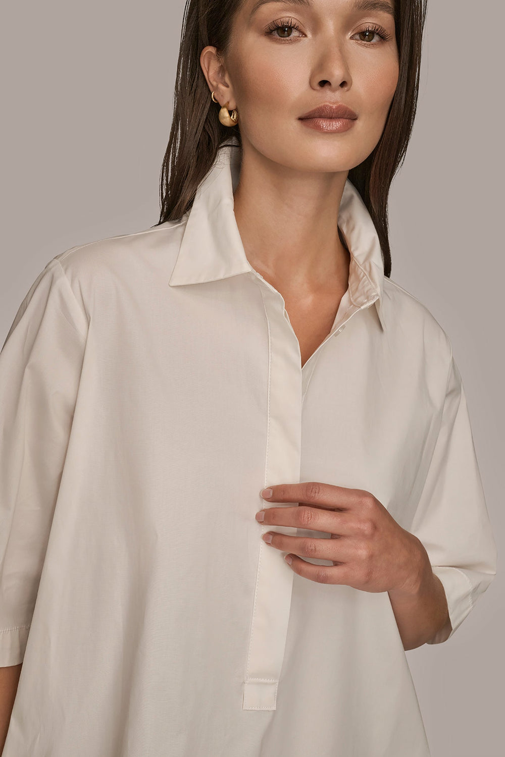 Donna Karan | ELBOW-SLEEVE MINI SHIRT DRESS