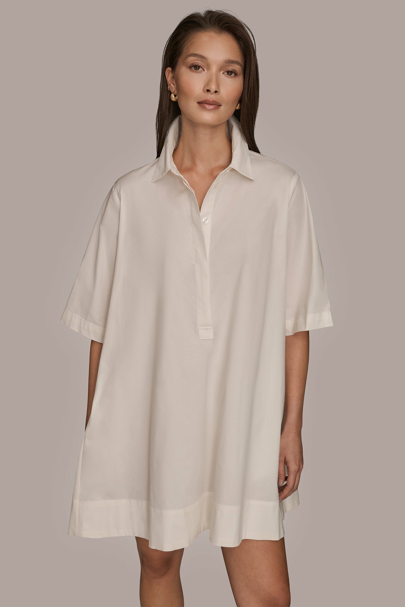Donna Karan | ELBOW-SLEEVE MINI SHIRT DRESS
