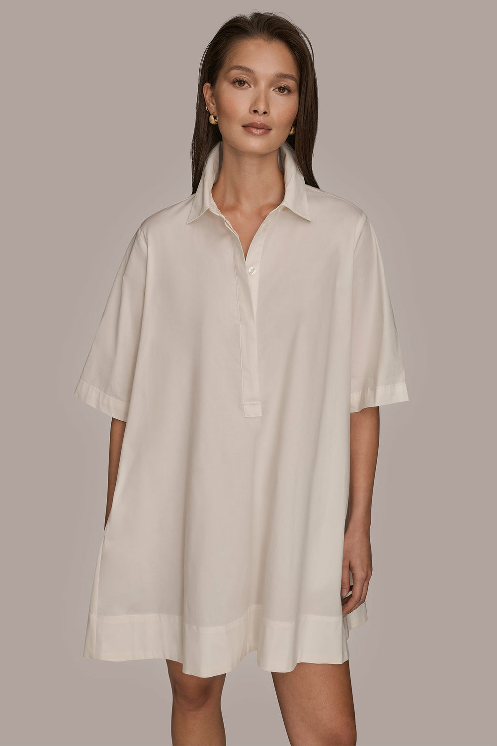 Donna Karan | ELBOW-SLEEVE MINI SHIRT DRESS