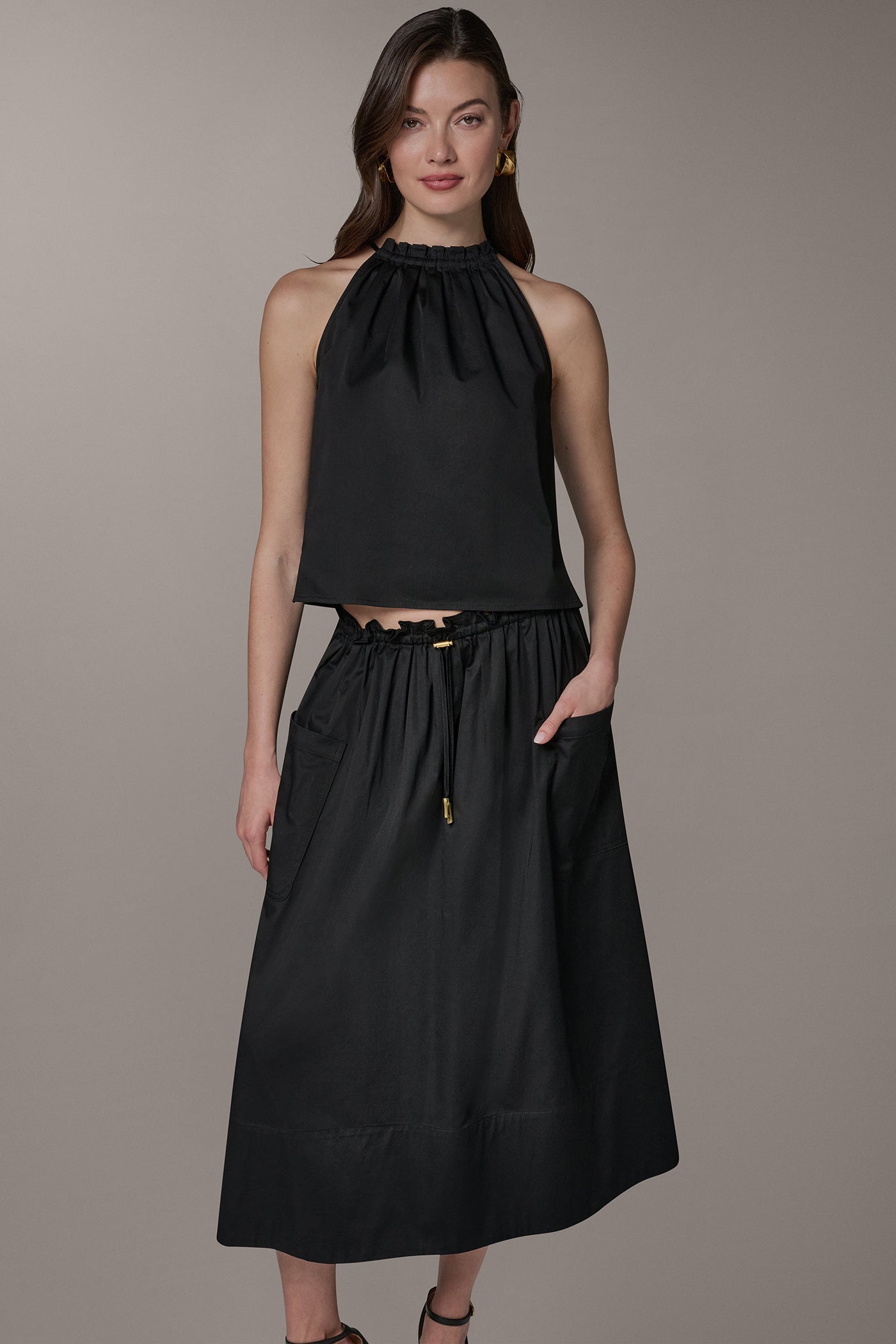Donna Karan | TWO-PIECE HALTER TOP AND MIDI SKIRT