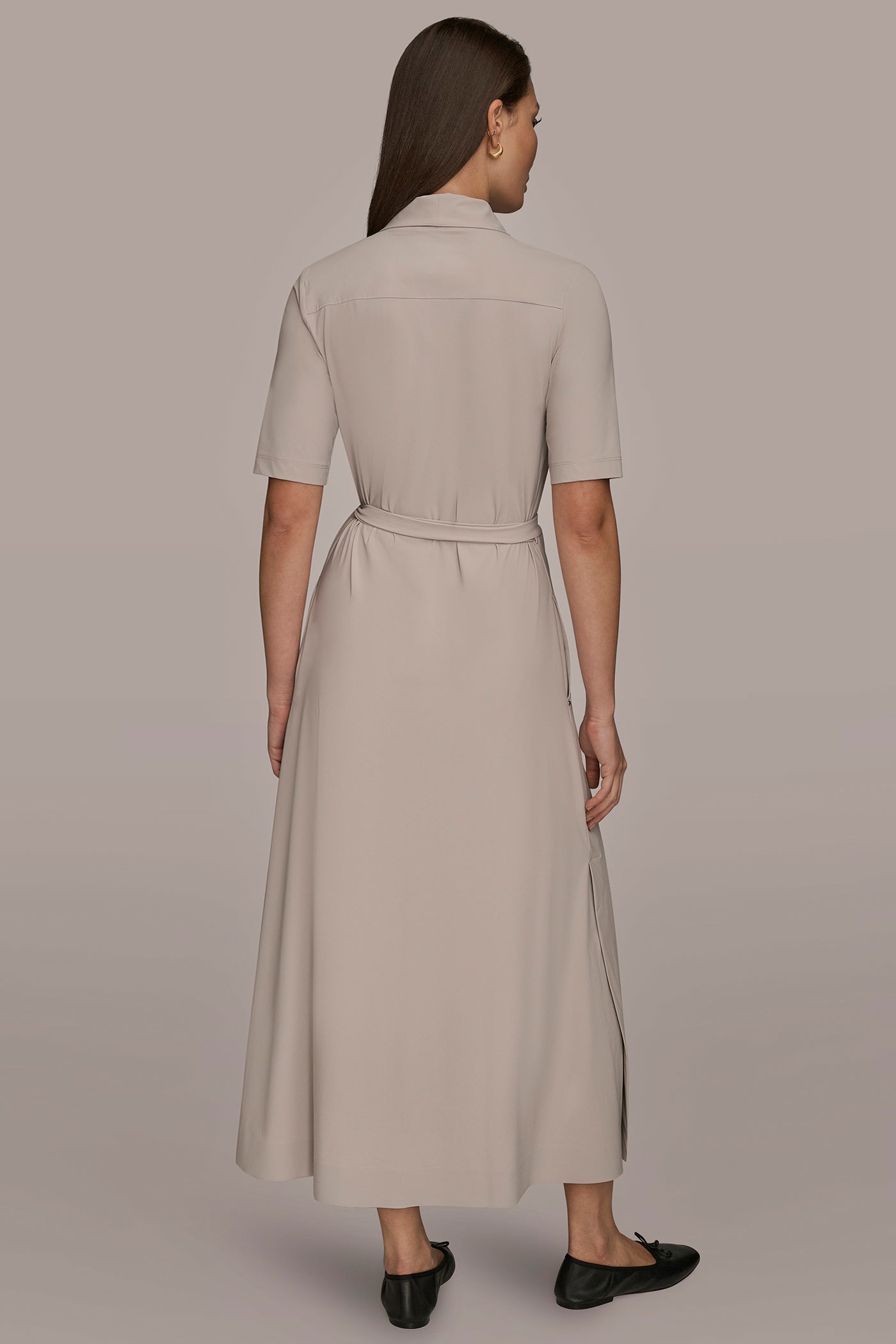 Donna Karan | THE MODERN TRAVEL ELBOW-SLEEVE MIDI WRAP DRESS