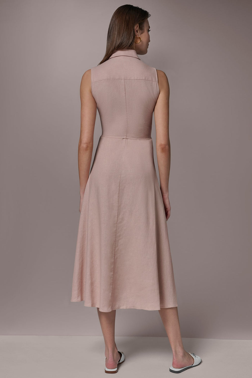 Donna Karan | LINEN-BLEND MIDI SHIRT DRESS