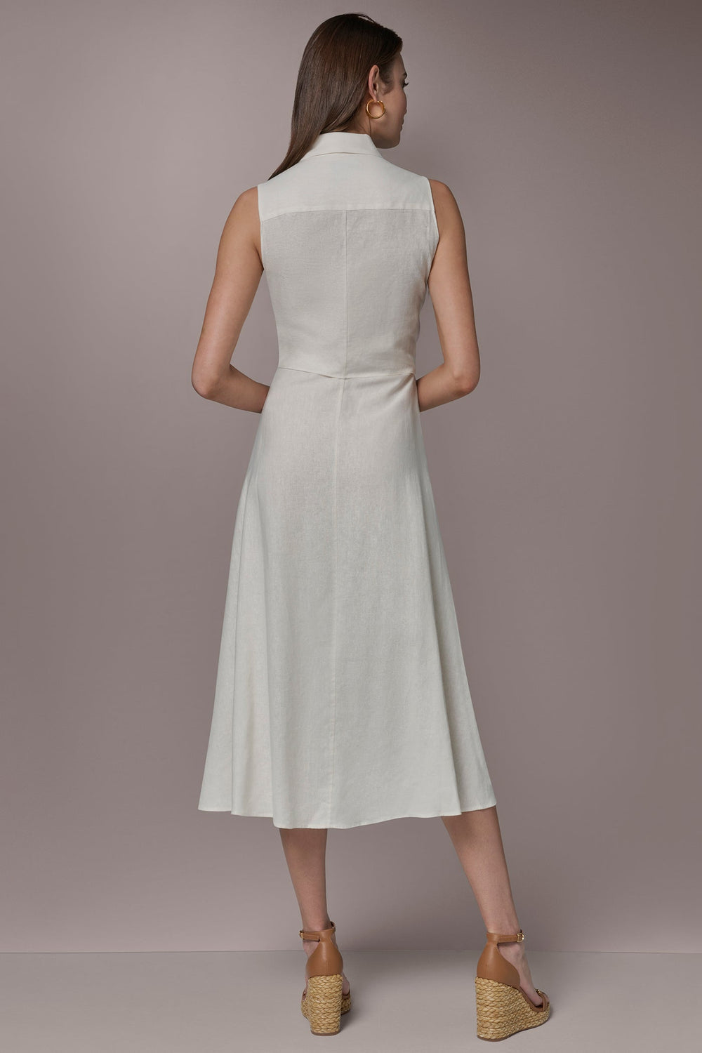 Donna Karan | LINEN-BLEND MIDI SHIRT DRESS