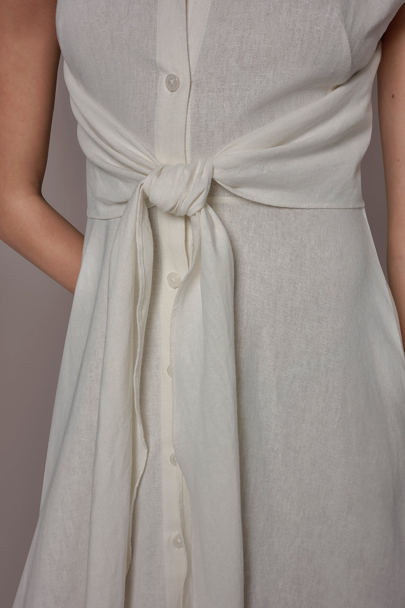 Donna Karan | LINEN-BLEND MIDI SHIRT DRESS