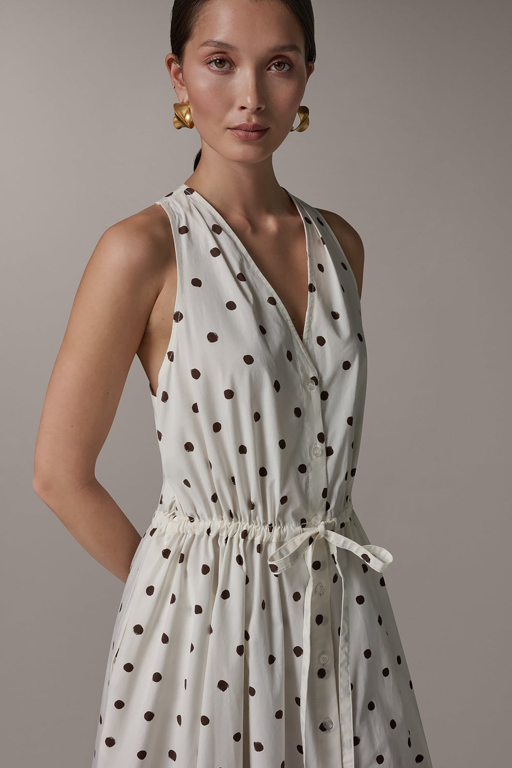Donna Karan | SLEEVELESS MIDI HALTER DRESS
