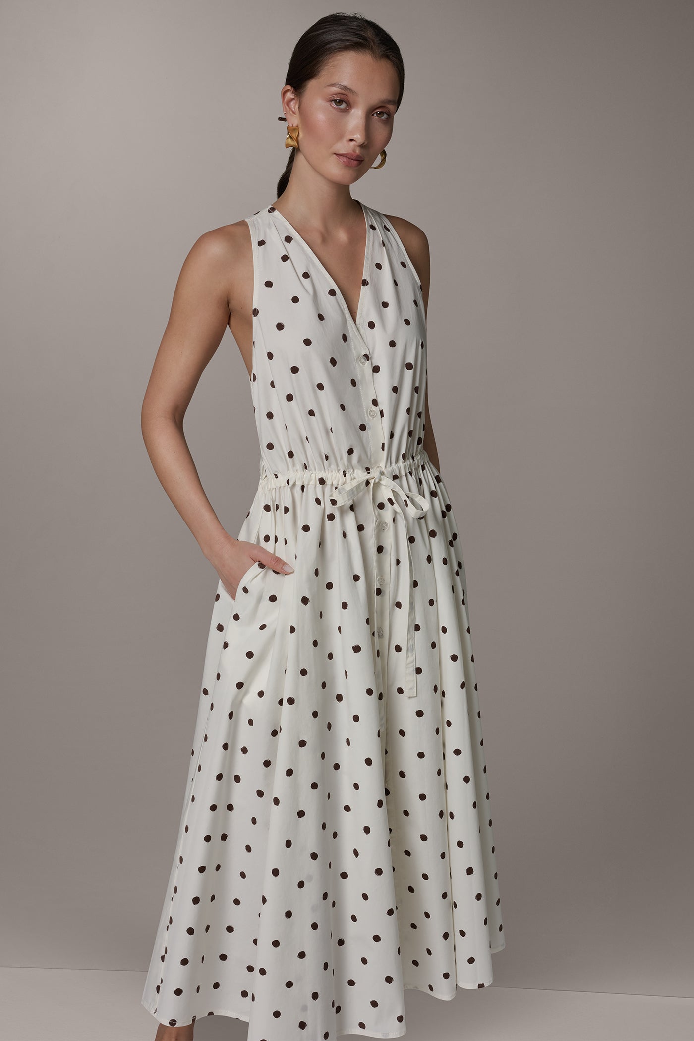 Donna Karan | SLEEVELESS MIDI HALTER DRESS