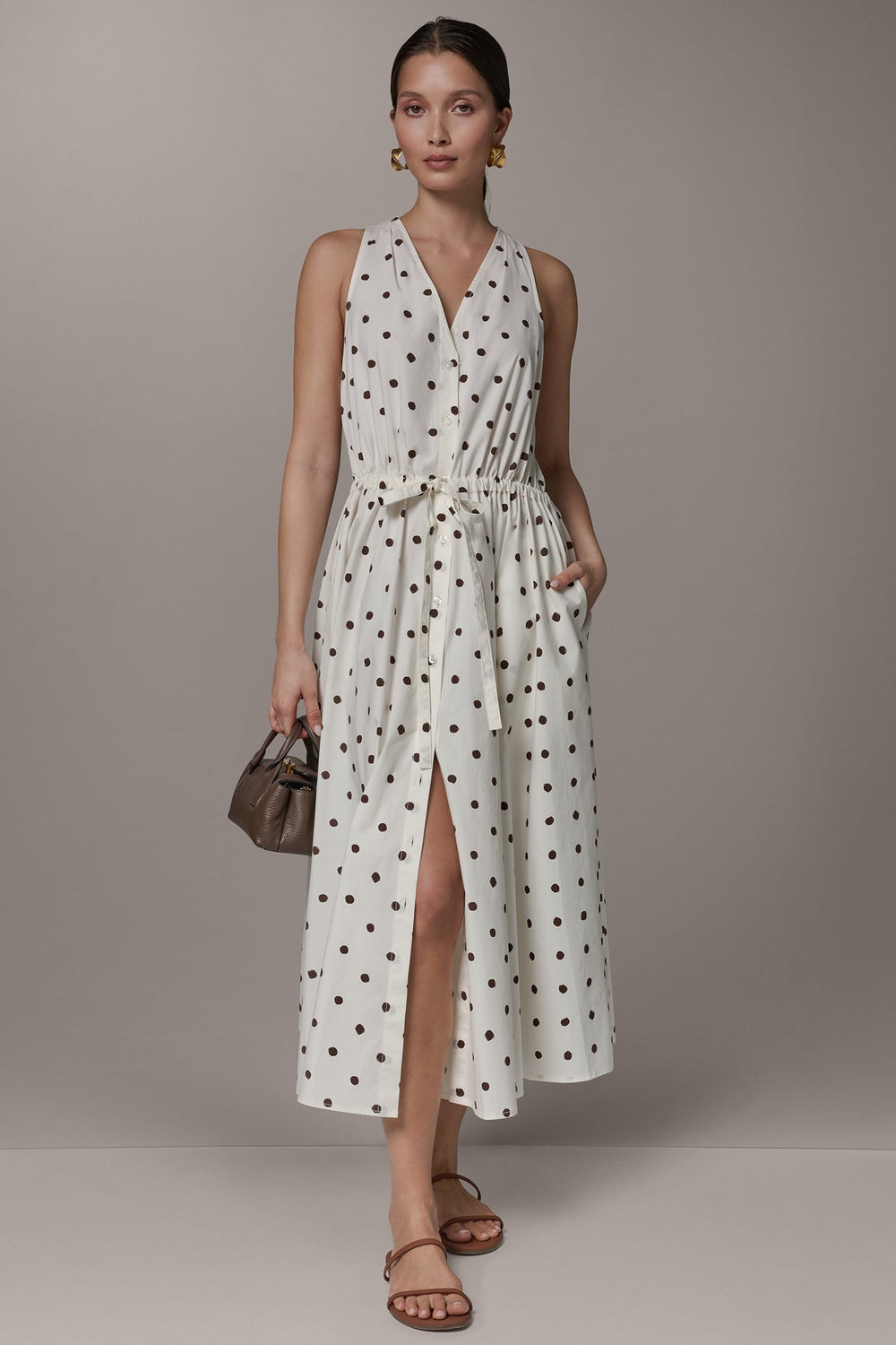 Donna Karan | SLEEVELESS MIDI HALTER DRESS