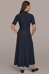 Donna Karan | THE MODERN TRAVEL ELBOW SLEEVE MIDI POLO DRESS
