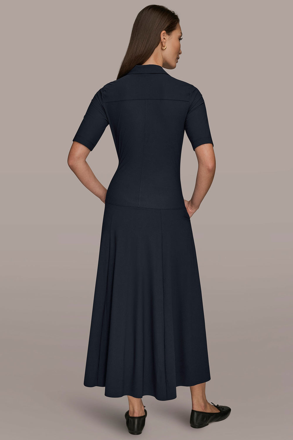 Donna Karan | THE MODERN TRAVEL ELBOW SLEEVE MIDI POLO DRESS