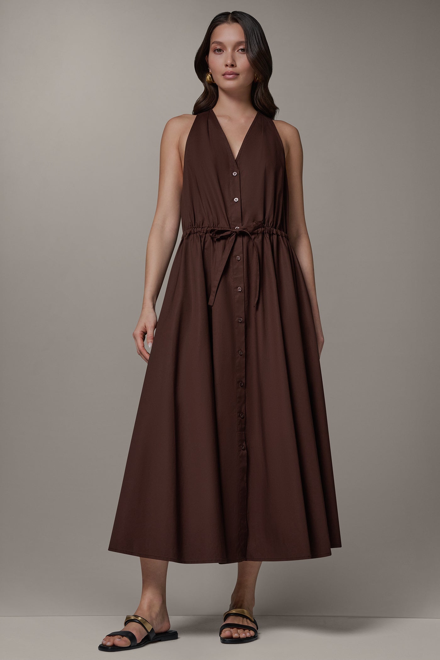 Donna Karan | SLEEVELESS MIDI HALTER DRESS