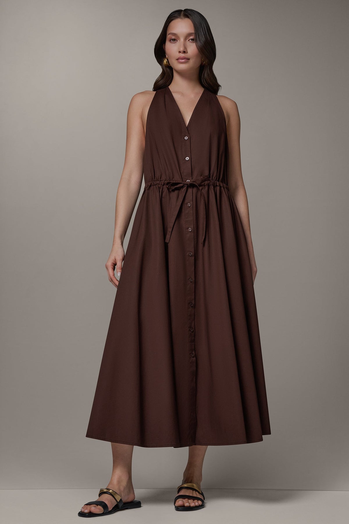Donna Karan | SLEEVELESS MIDI HALTER DRESS
