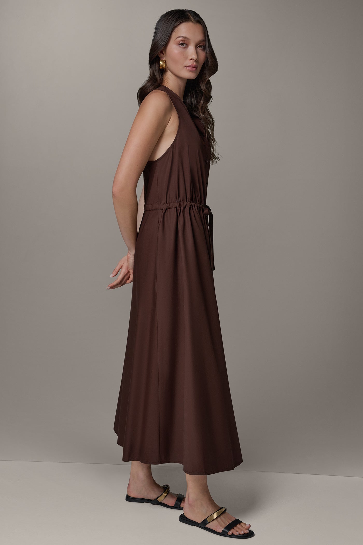 Donna Karan | SLEEVELESS MIDI HALTER DRESS