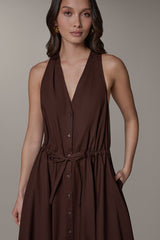 Donna Karan | SLEEVELESS MIDI HALTER DRESS