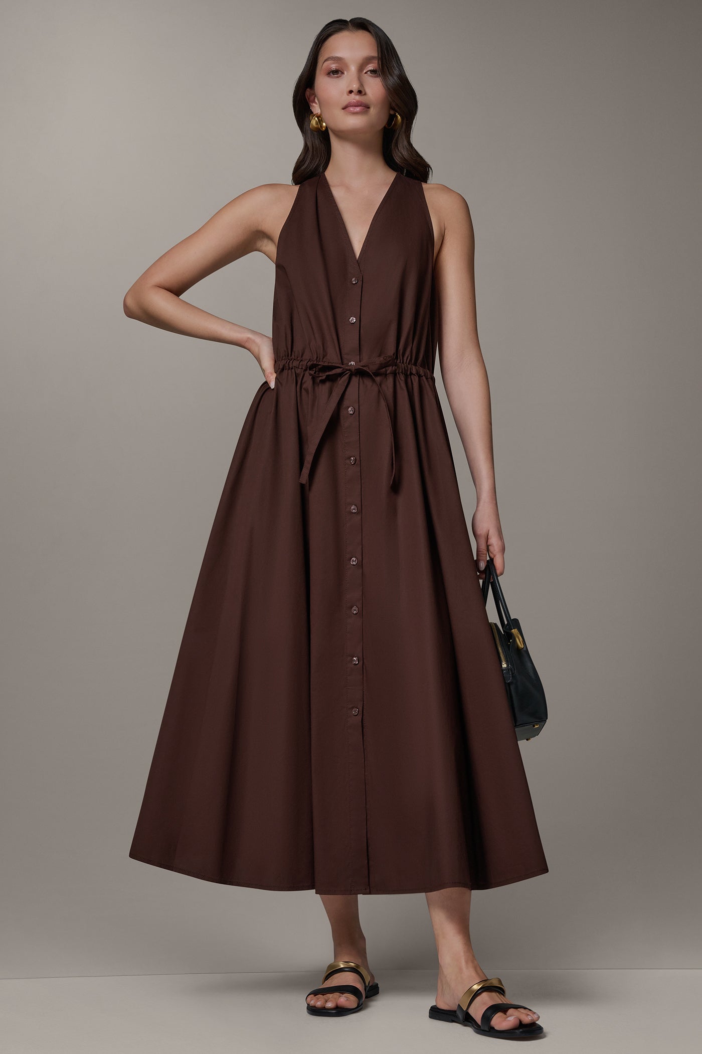 Donna Karan | SLEEVELESS MIDI HALTER DRESS