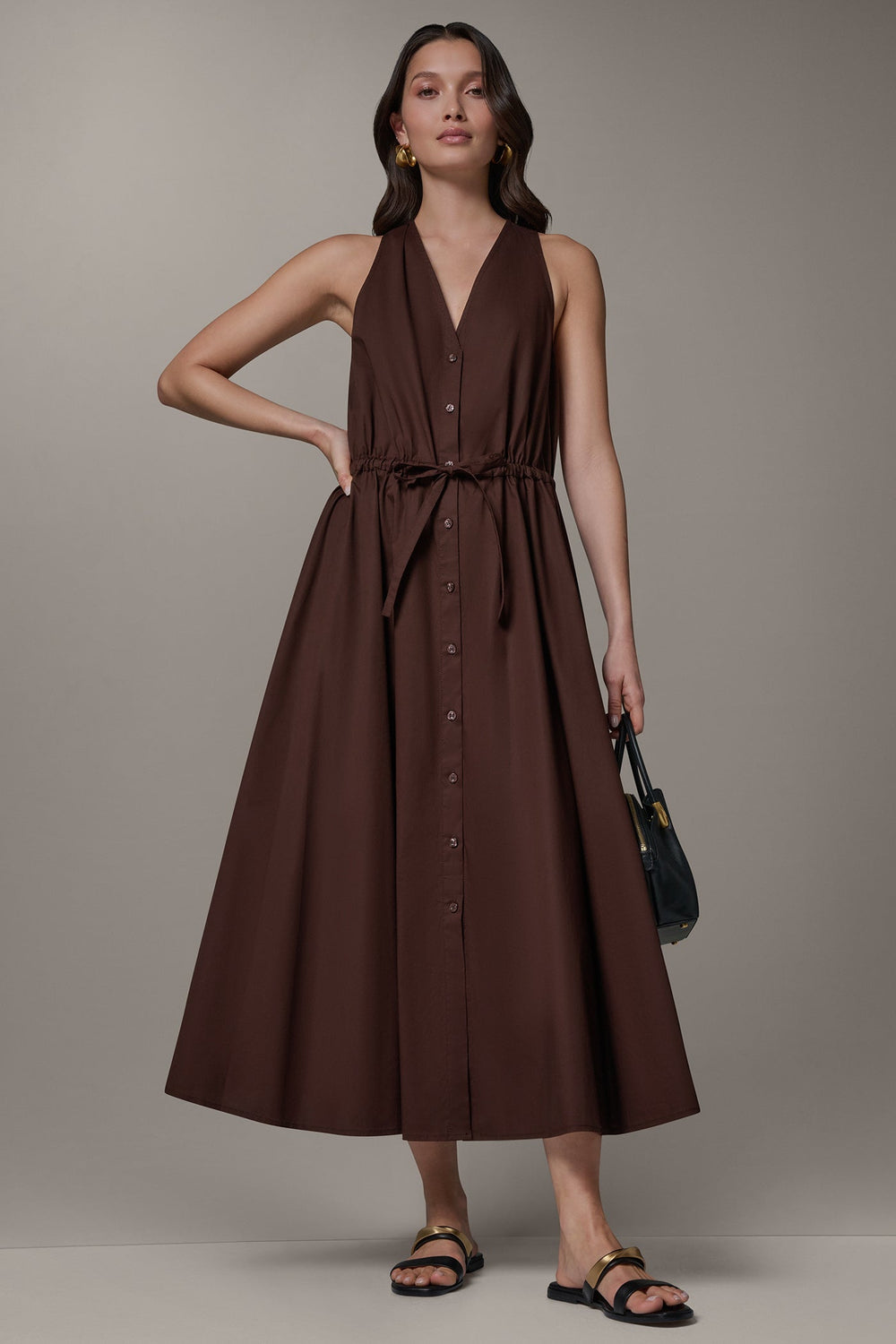 Donna Karan | SLEEVELESS MIDI HALTER DRESS