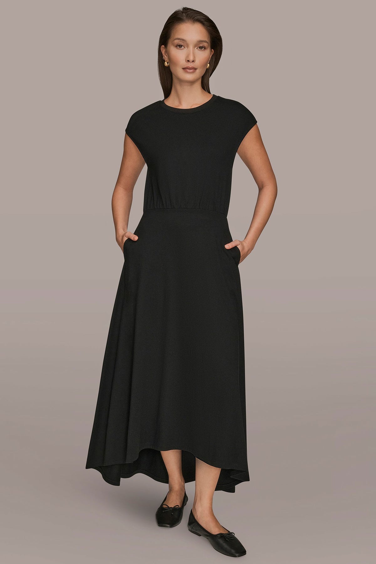 Donna Karan | CAP SLEEVE CREW NECK DRESS