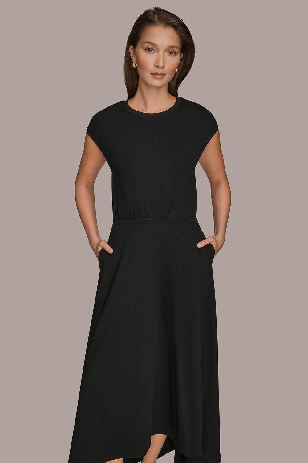 Donna Karan | CAP SLEEVE CREW NECK DRESS