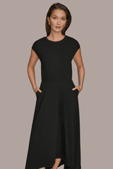 Donna Karan | CAP SLEEVE CREW NECK DRESS