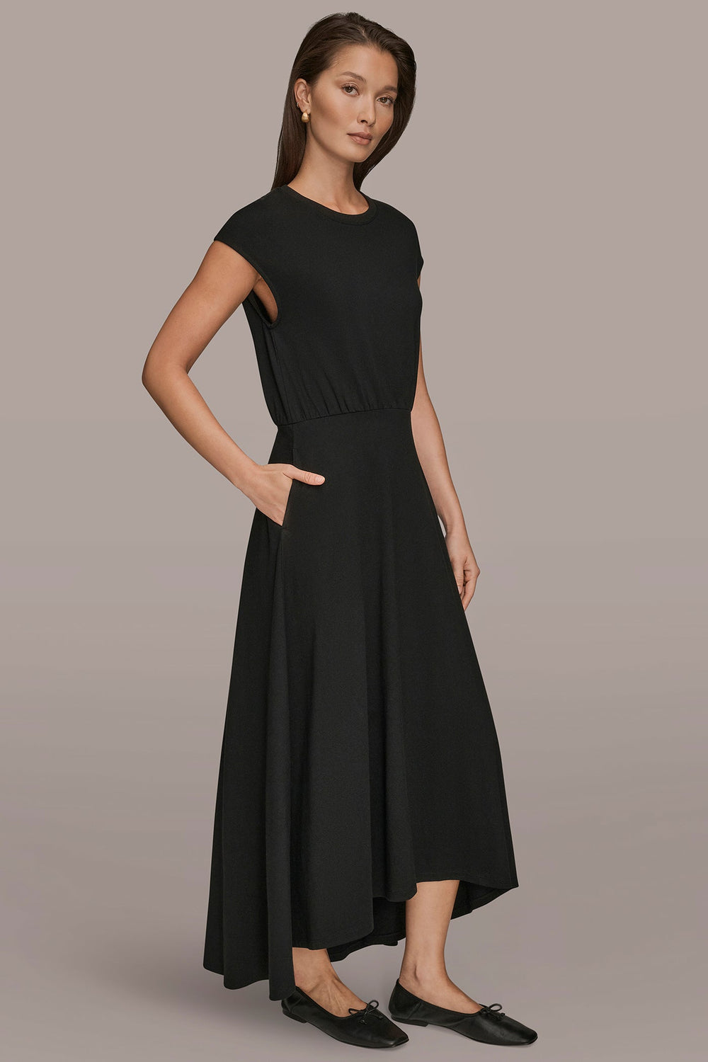 Donna Karan | CAP SLEEVE CREW NECK DRESS