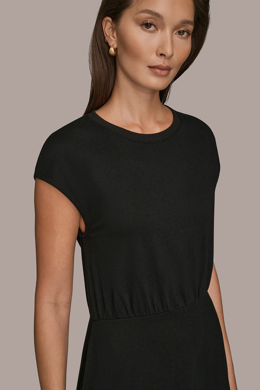 Donna Karan | CAP SLEEVE CREW NECK DRESS