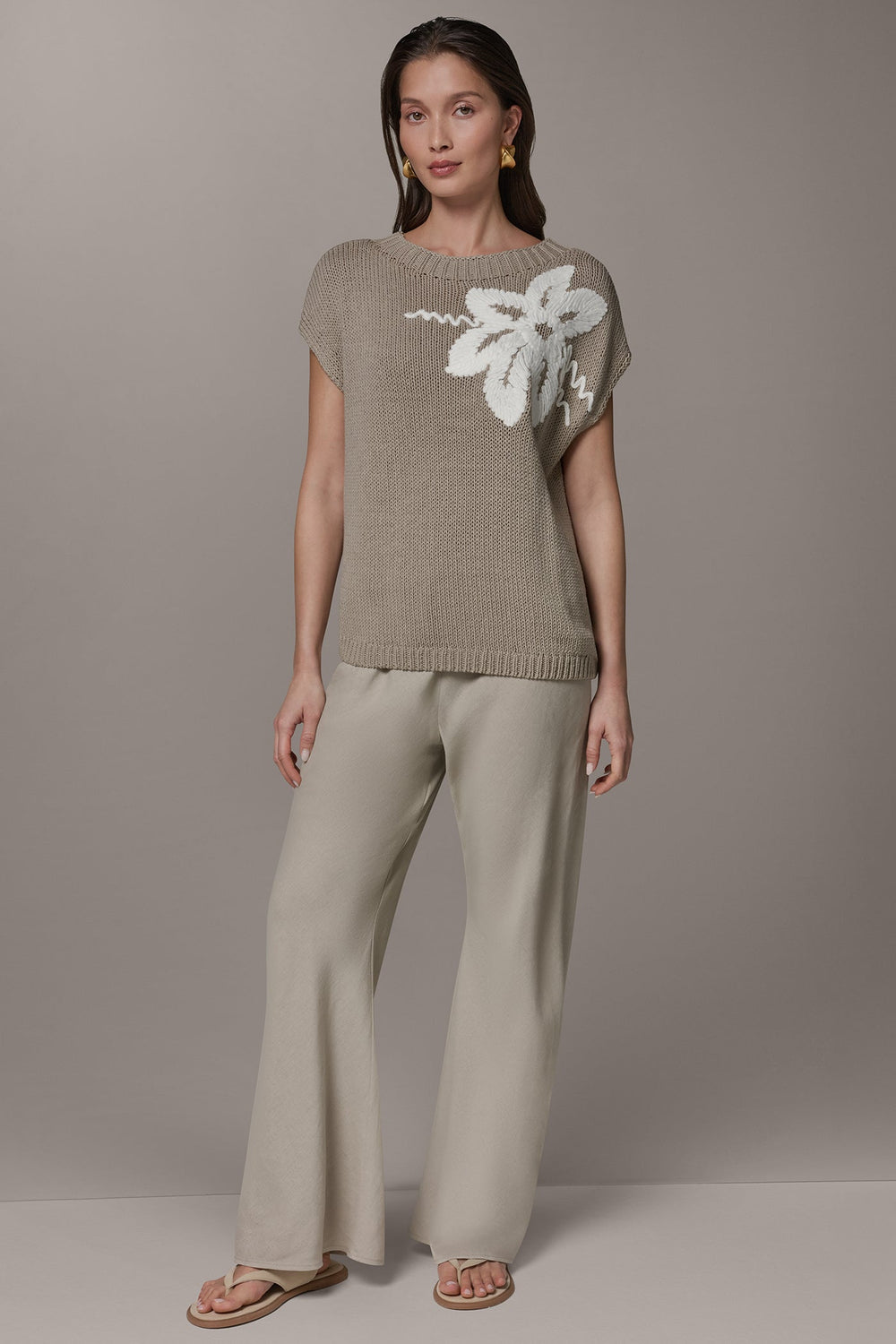 Donna Karan | SLEEVELESS FLORAL SWEATER