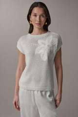 Donna Karan | SLEEVELESS FLORAL SWEATER