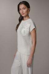 Donna Karan | SLEEVELESS FLORAL SWEATER