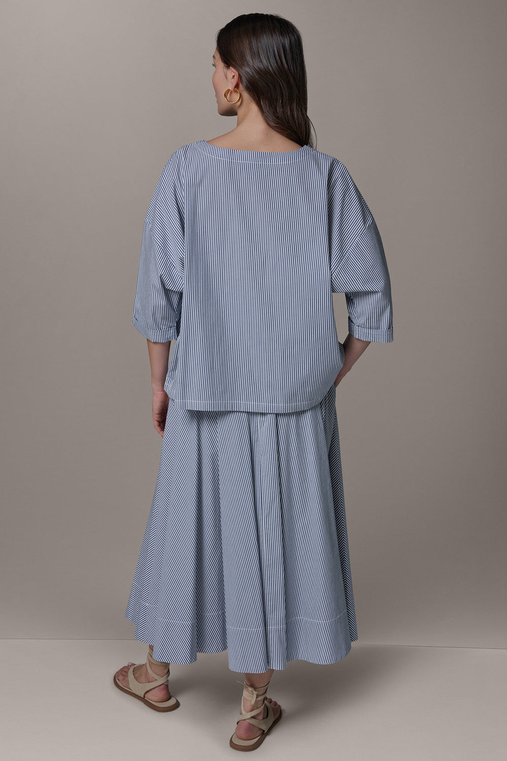 Donna Karan | 3/4 SLEEVE STRIPE BLOUSE