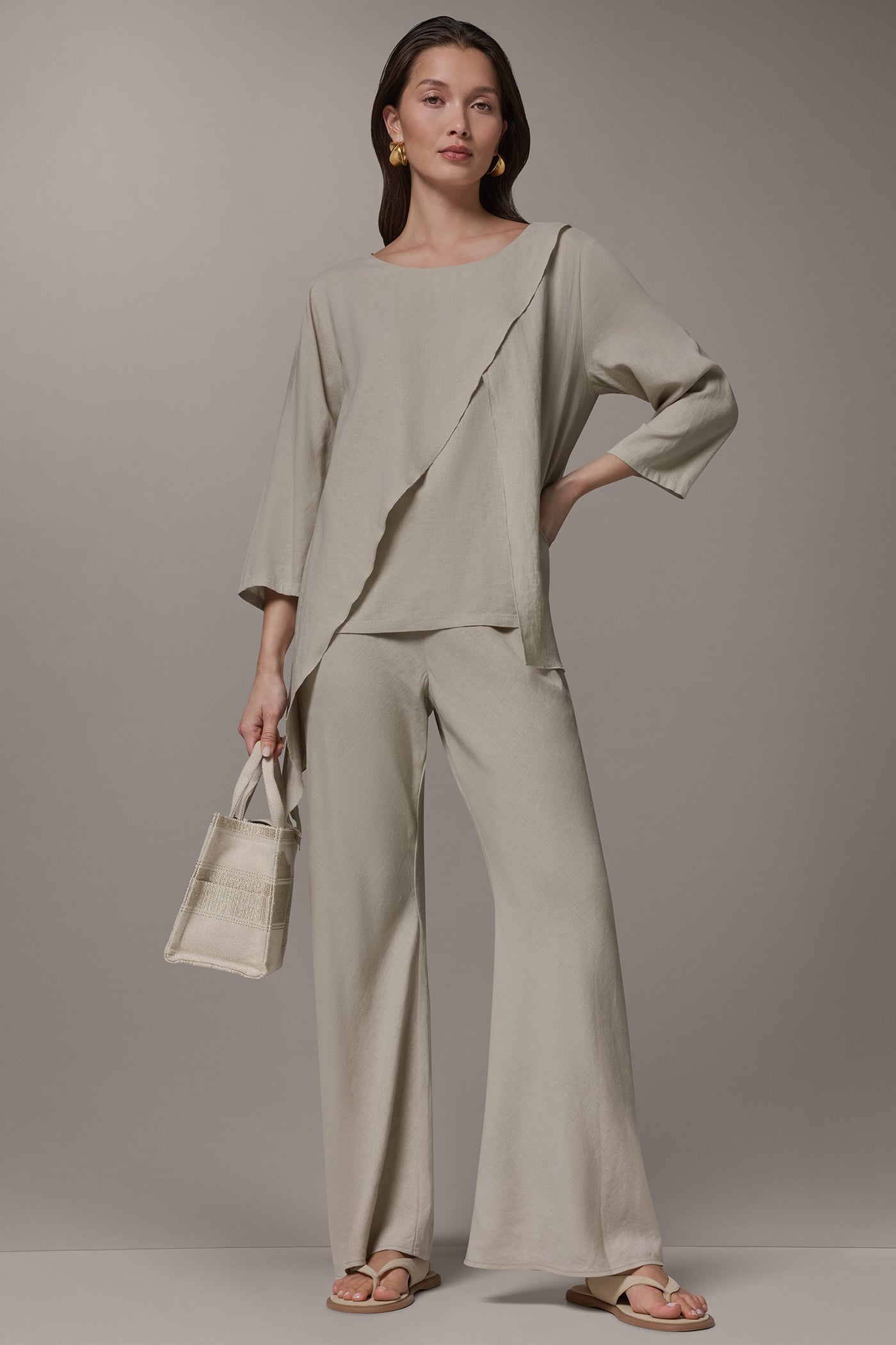 Donna Karan | 3/4 SLEEVE OVERLAY BLOUSE