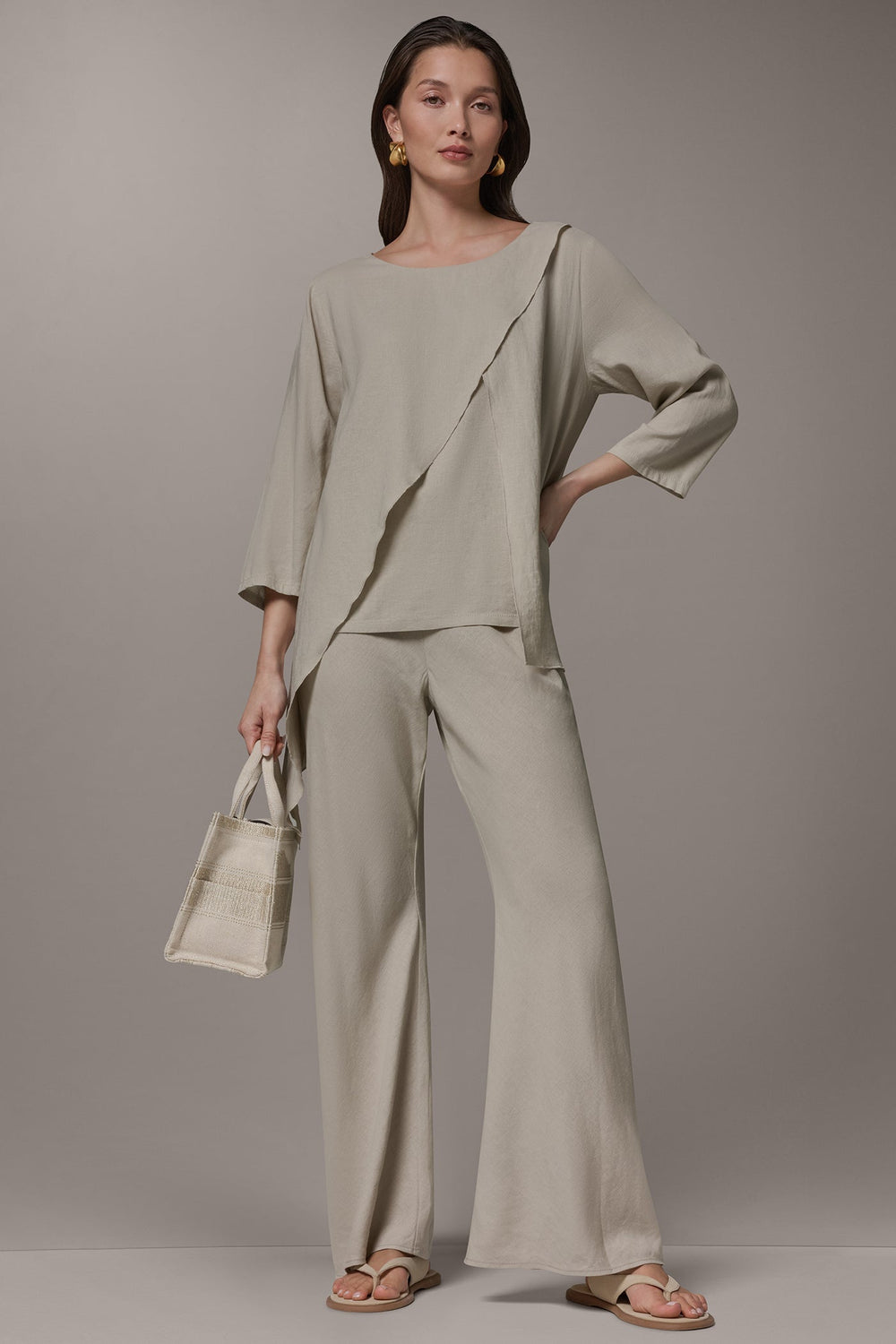 Donna Karan | 3/4 SLEEVE OVERLAY BLOUSE