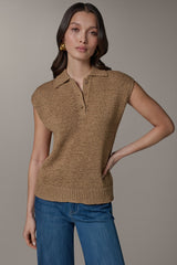 Donna Karan | SLEEVELESS POLO SWEATER