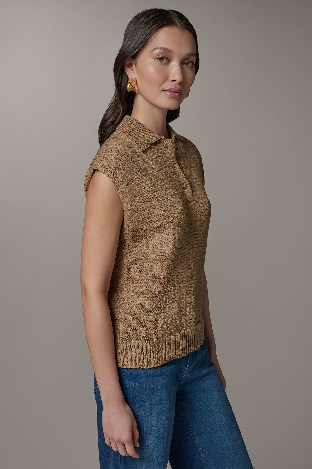 Donna Karan | SLEEVELESS POLO SWEATER