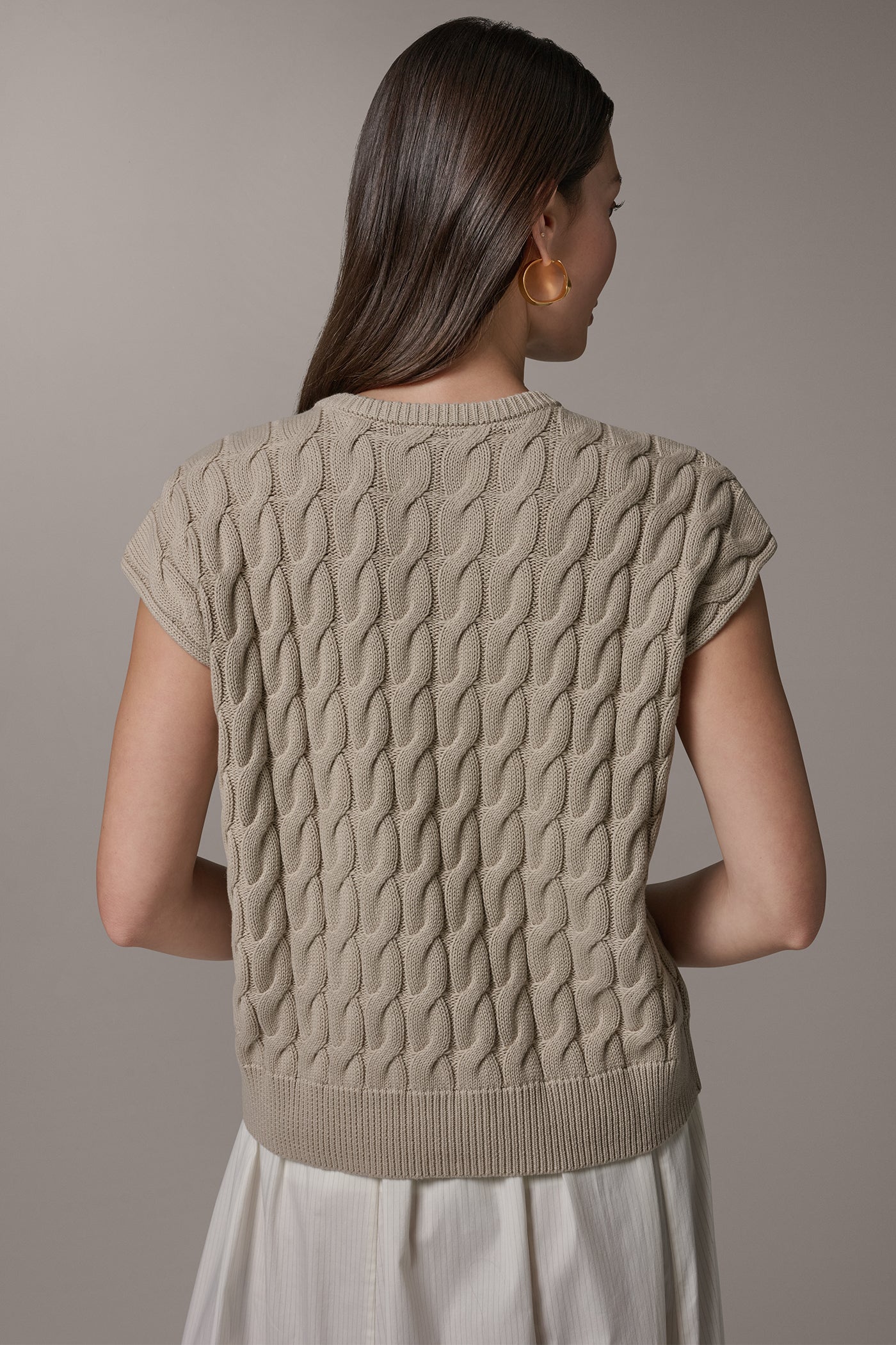 Donna Karan | SLEEVELESS CABLE KNIT VEST