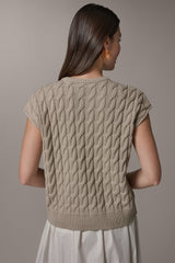 Donna Karan | SLEEVELESS CABLE KNIT VEST