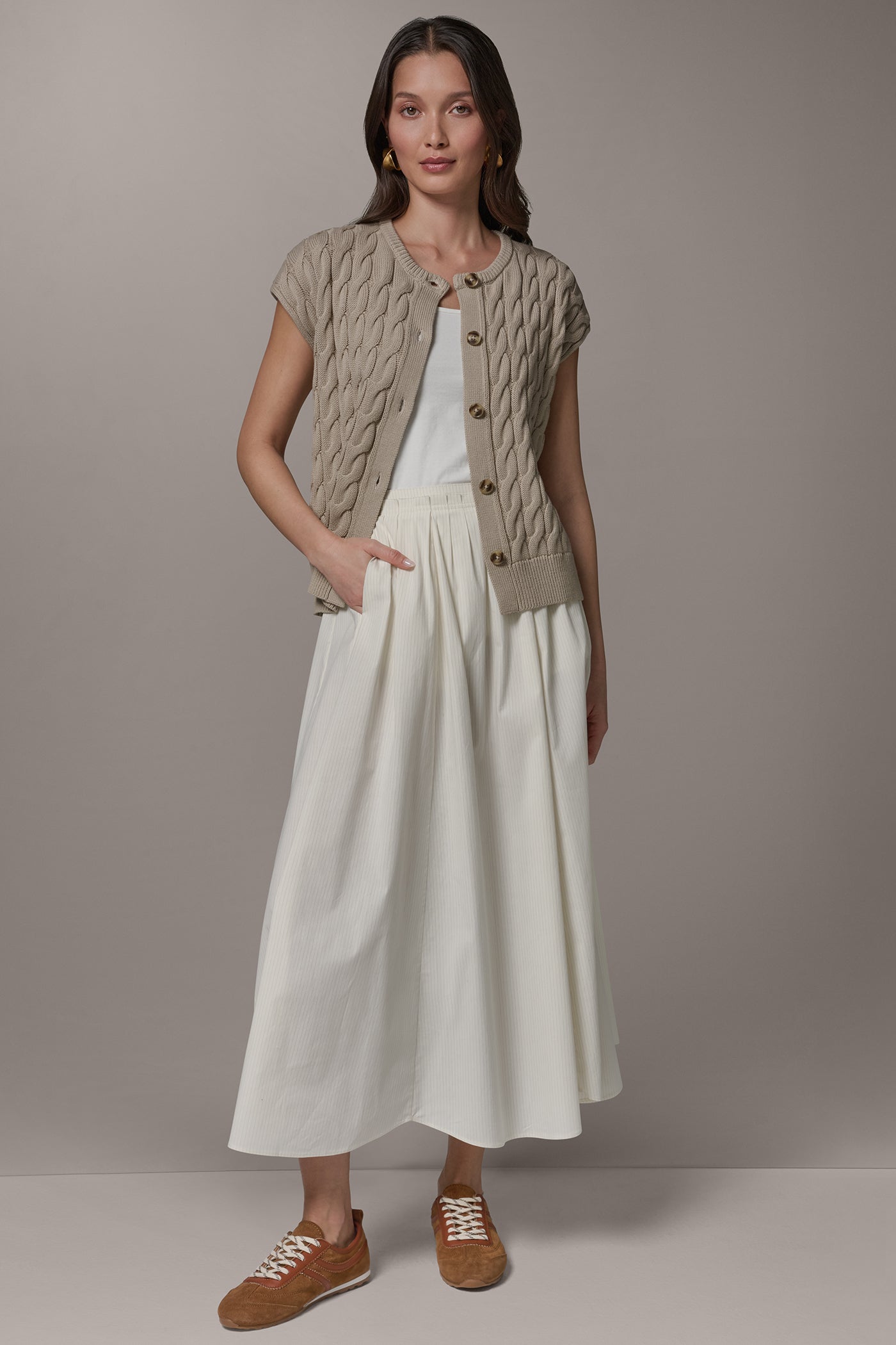 Donna Karan | SLEEVELESS CABLE KNIT VEST