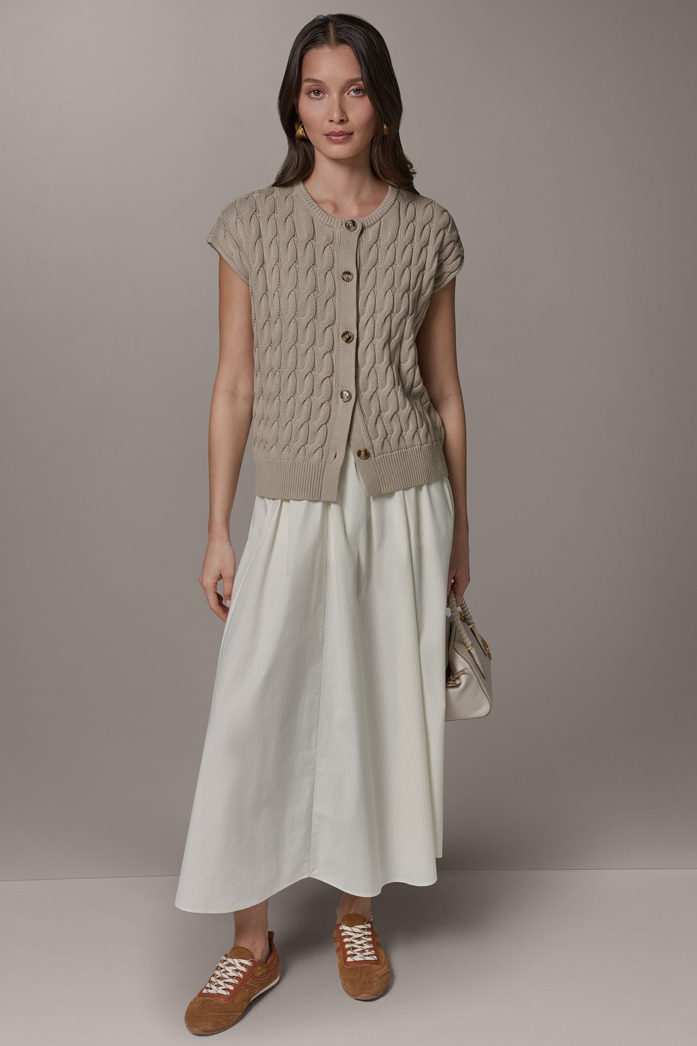 Donna Karan | SLEEVELESS CABLE KNIT VEST