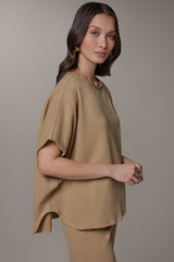 Donna Karan | SHORT SLEEVE BOATNECK PULLOVER