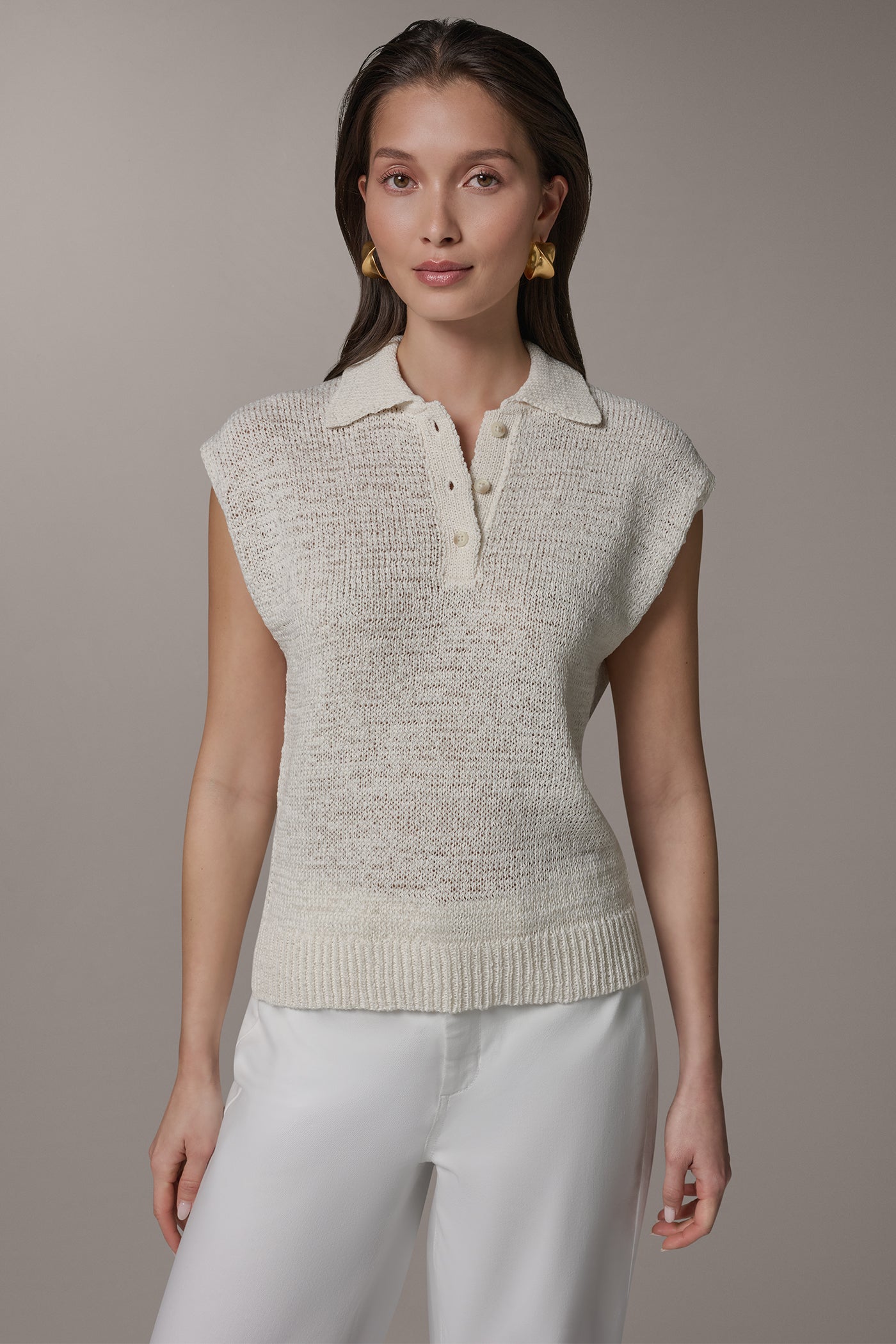 Donna Karan | SLEEVELESS POLO SWEATER