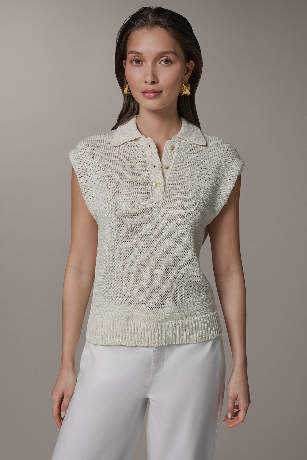 Donna Karan | SLEEVELESS POLO SWEATER