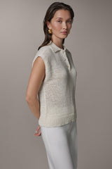 Donna Karan | SLEEVELESS POLO SWEATER